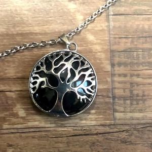 Black Agate tree of life pendant.